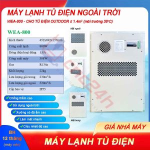 Máy lạnh tủ điện ngoài trời WEA có độ chống thấm cao, sử dụng ngoài trời hoặc xưởng có độ ẩm cao, làm mát nhanh và chịu nhiệt độ cao.