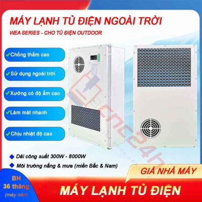 Máy lạnh tủ điện ngoài trời WEA-520 520W có độ chống thấm cao, sử dụng ngoài trời hoặc xưởng có độ ẩm cao, làm mát nhanh và chịu nhiệt độ cao. Máy lạnh tủ điện ngoài trời WEA-520 520W có độ chống thấm cao, sử dụng ngoài trời hoặc xưởng có độ ẩm cao, làm mát nhanh và chịu nhiệt độ cao.