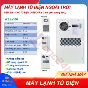 Máy lạnh tủ điện ngoài trời WEA có độ chống thấm cao, sử dụng ngoài trời hoặc xưởng có độ ẩm cao, làm mát nhanh và chịu nhiệt độ cao.