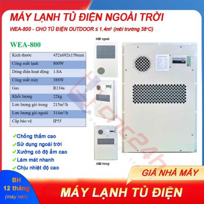 Máy lạnh tủ điện ngoài trời WEA có độ chống thấm cao, sử dụng ngoài trời hoặc xưởng có độ ẩm cao, làm mát nhanh và chịu nhiệt độ cao.