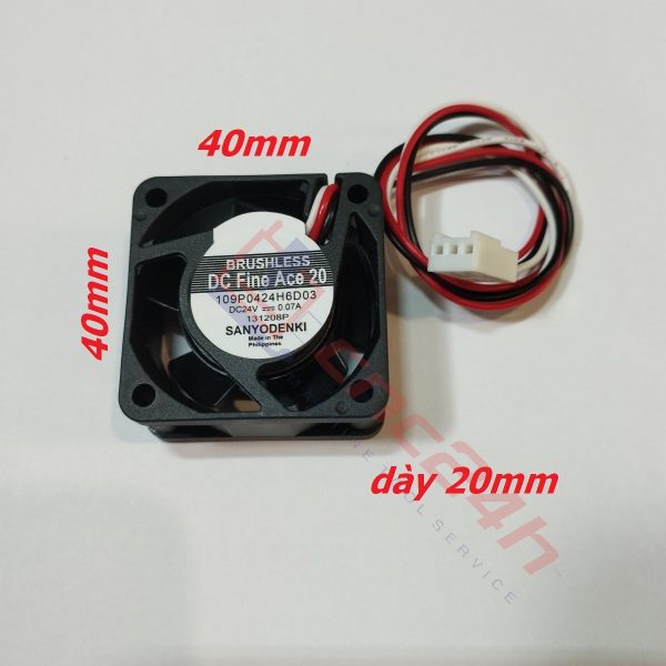 Quạt tản nhiệt 3 dây 40x40x20 4020 SanyoDenki 109P0424H6D03 24V 0.07A. Lắp cho các Controller Fanuc 16/18/21, Fanuc 16i/18i/21i, driver Fanuc