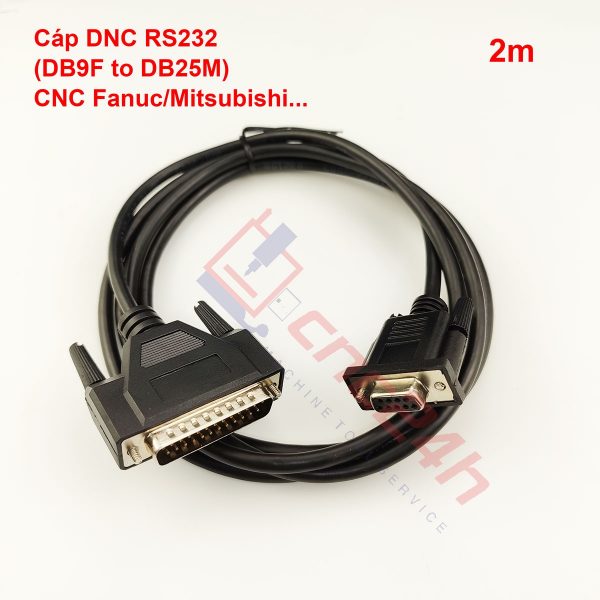 Cáp DNC RS232 (cáp CNC - DB9F to DB25M) - đúc nguyên khối - hàn máy tự động - chuẩn công nghiệp - không cần driver - Dành cho CNC Fanuc/Mitsubishi...