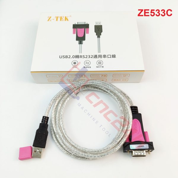 Cáp USB COM Z-TEK ZE533C (cáp USB RS232) sử dụng chip FTDI là loại chuyên dùng cho máy CNC, độ ổn định cao, không lỗi, free driver Win 7/8/10/11, LINUX