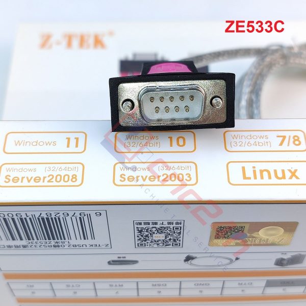 Cáp USB COM Z-TEK ZE533C (cáp USB RS232) sử dụng chip FTDI là loại chuyên dùng cho máy CNC, độ ổn định cao, không lỗi, free driver Win 7/8/10/11, LINUX