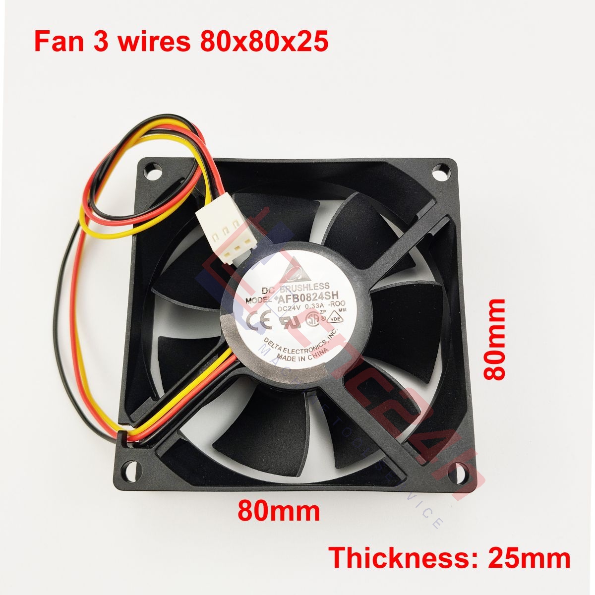 Quạt tản nhiệt 3 dây 80x80x25 8025 24V 0.33A. Lắp cho các Controller Fanuc 16/18/21