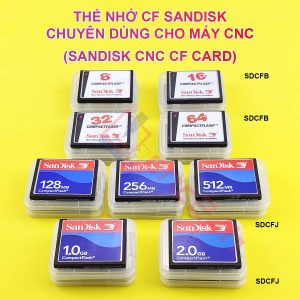 Thẻ CF Sandisk cho máy CNC, model: SDCFB và SDCFJ, tốc độ 133x, dung lượng: 8MB /16MB /32MB /64MB /128MB /256MB /512MB /1GB /2GB... R 20MB/s W 16MB/s