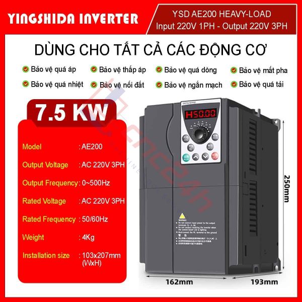 Biến tần YSD EA200 - Dùng cho máy CNC và các dây chuyền sản xuất công nghiệp.