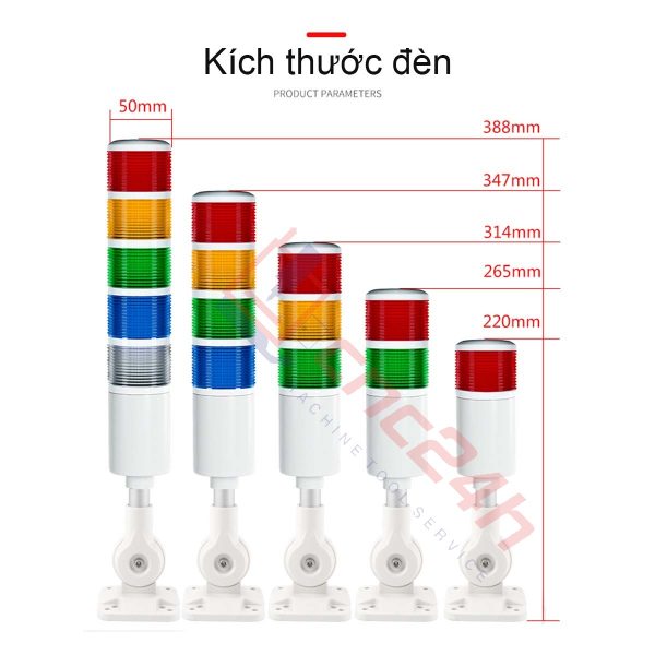 Đèn tháp - Đèn báo CNC - 1/2/3 tầng - Thương hiệu YHKJ - Mới 100%. Chân đế gấp xoay 180 độ. Có còi. Bóng LED. Có công tắc chọn chế độ sáng (ON / BLINK).