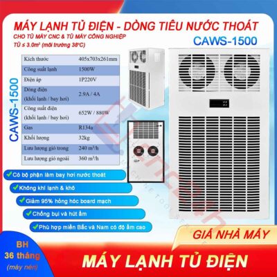 Máy lạnh tủ điện khô CAWS-1500 1500W (điều hòa tủ điện) bản tiêu nước, lắp cho tủ điện máy CNC. Dải công suất lạnh: 300W, 500W, 800W... 2000W. Máy lạnh tủ điện khô CAWS-1500 1500W (điều hòa tủ điện) bản tiêu nước, lắp cho tủ điện máy CNC. Dải công suất lạnh: 300W, 500W, 800W... 2000W.