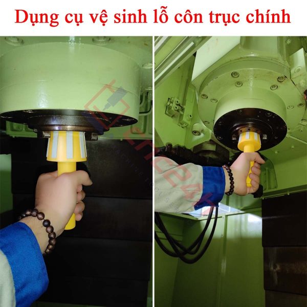 Dụng cụ vệ sinh trục chính của máy phay CNC sẽ loại bỏ cặn bẩn, các phoi bám trong lồng trục chính,....giúp bảo dưỡng trục chính sạch sẽ, hoạt động trơn tru, hiệu quả và ổn định hơn.