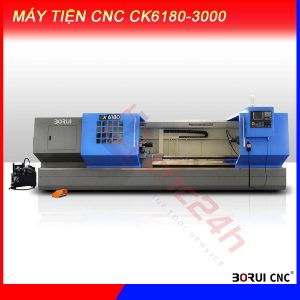 Máy tiện CNC CK6180-3000, chính hãng Borui, giá nhà máy. Mâm cặp 15inch (381mm) loại thủy lực 3 chấu, đk tiện max 800mm, hành trình tiện max 3000mm.
