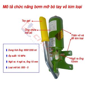 Bơm mỡ bò tay vỏ kim loại