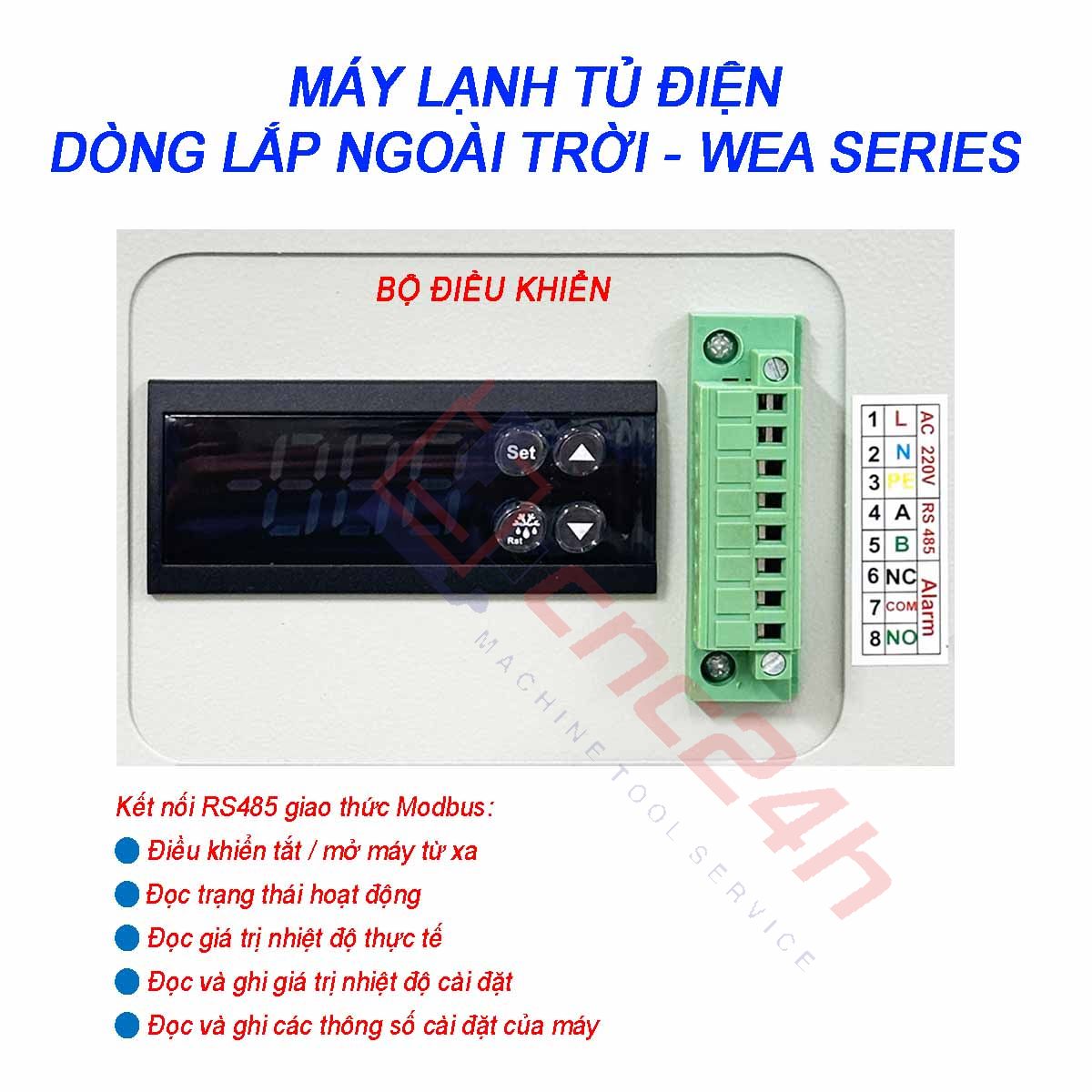 WEA - BO dieu khien - h1 Máy lạnh tủ điện ngoài trời WEA-2500 2500W có độ chống thấm cao, sử dụng ngoài trời hoặc xưởng có độ ẩm cao, làm mát nhanh và chịu nhiệt độ cao.